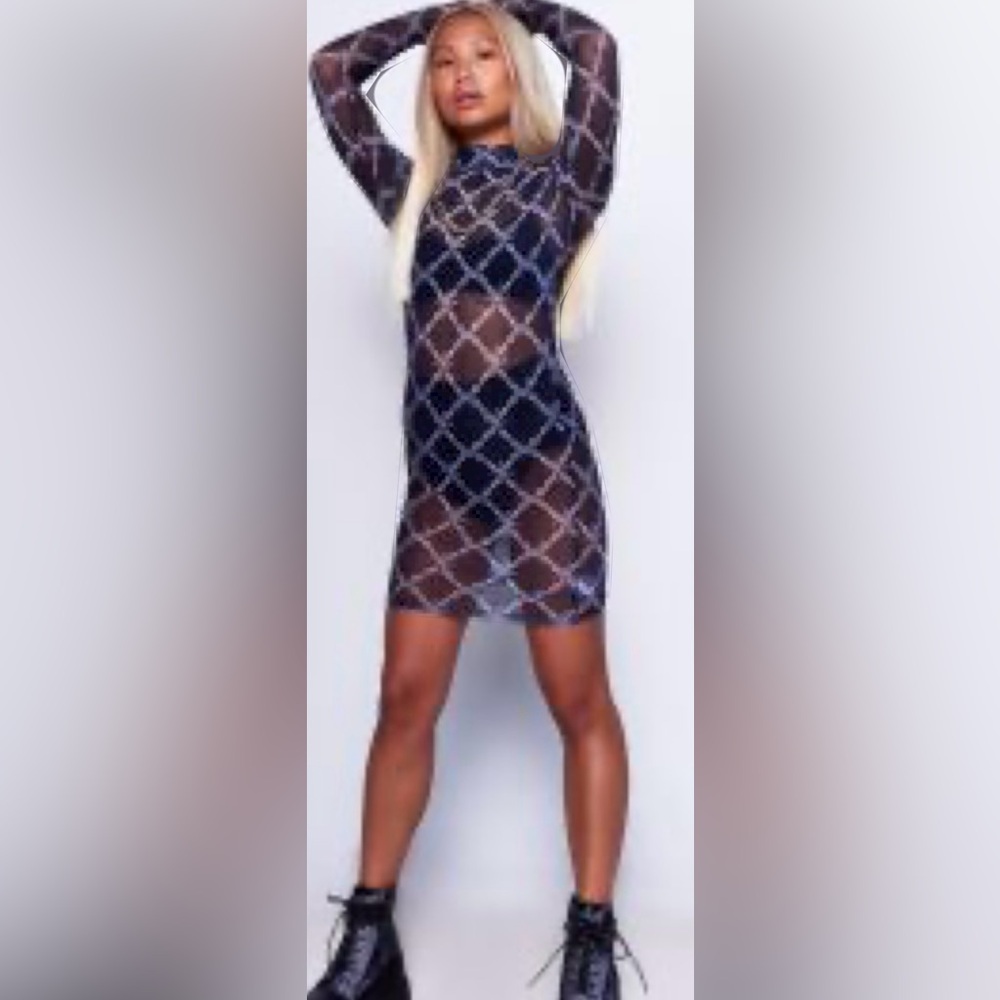 Barbed Wire Print Mesh Dress by Jaded X Dolls Kill